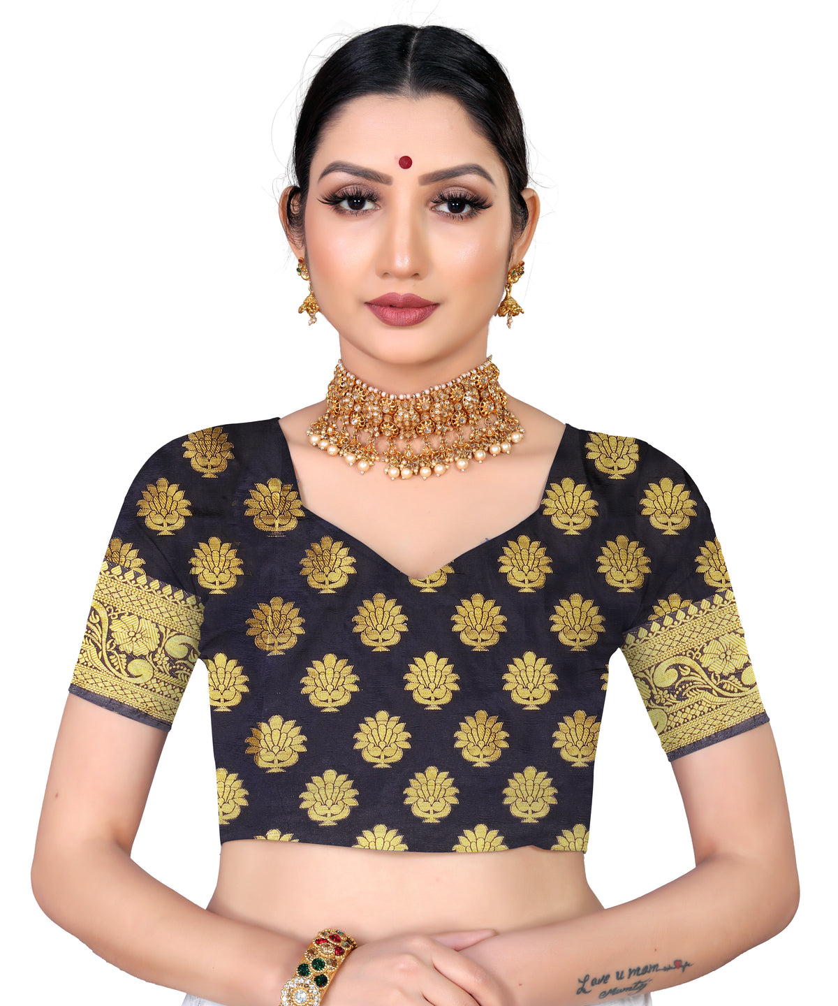 Green Silk Saree With Diamond Work