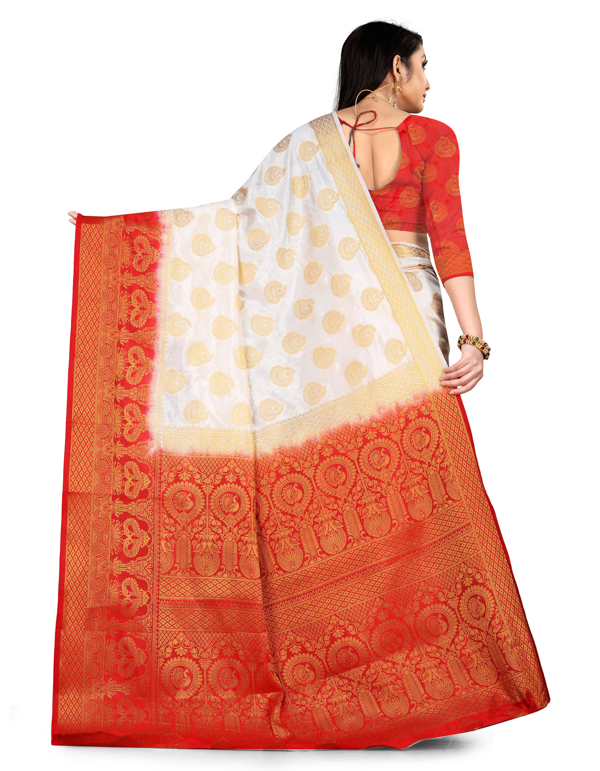 White Banarasi Silk Saree