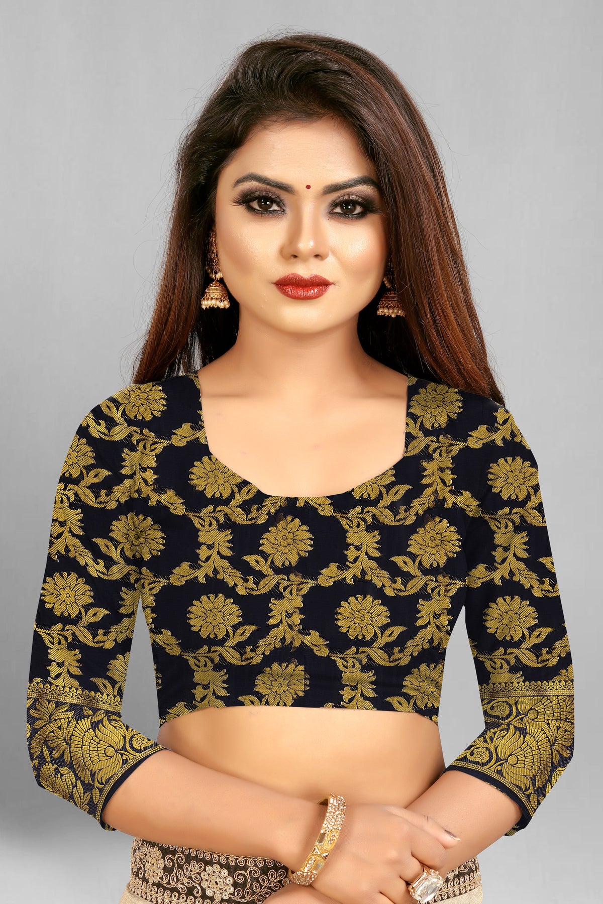 Firozi Banarasi Silk Saree With Diamond Work With Tassels
