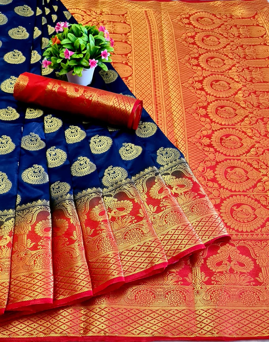 NavyBlue Banarasi Silk Saree