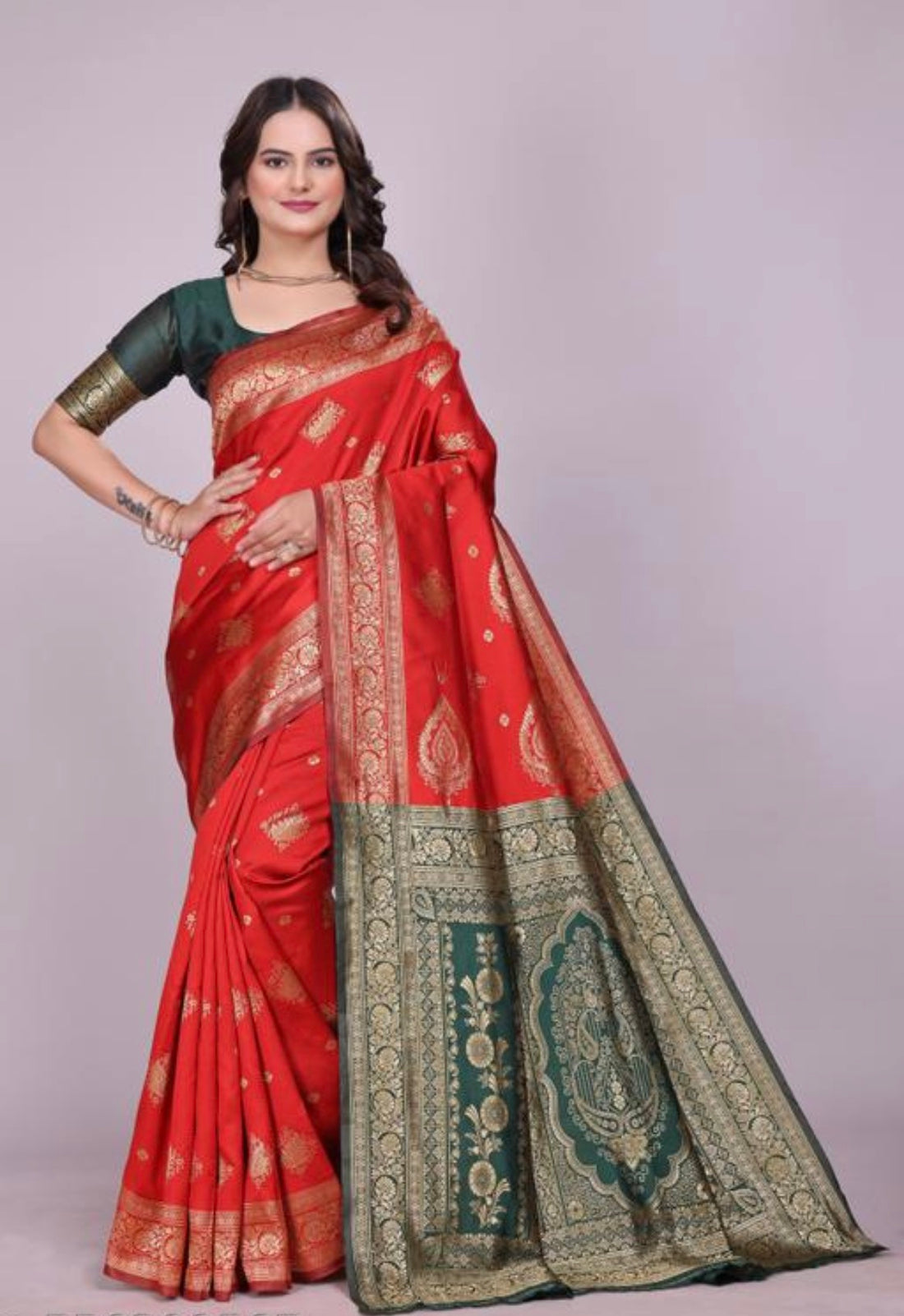 Red Silk Woven Banarasi Saree