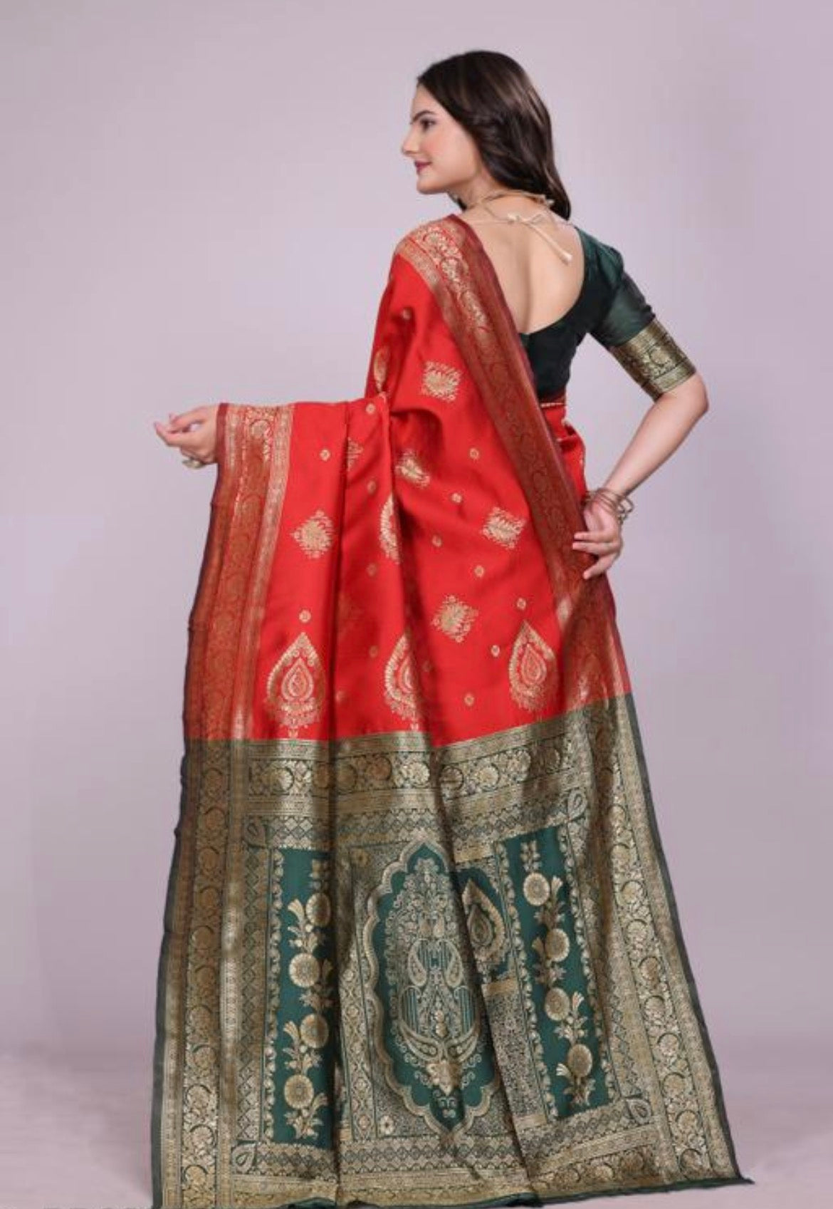 Red Silk Woven Banarasi Saree