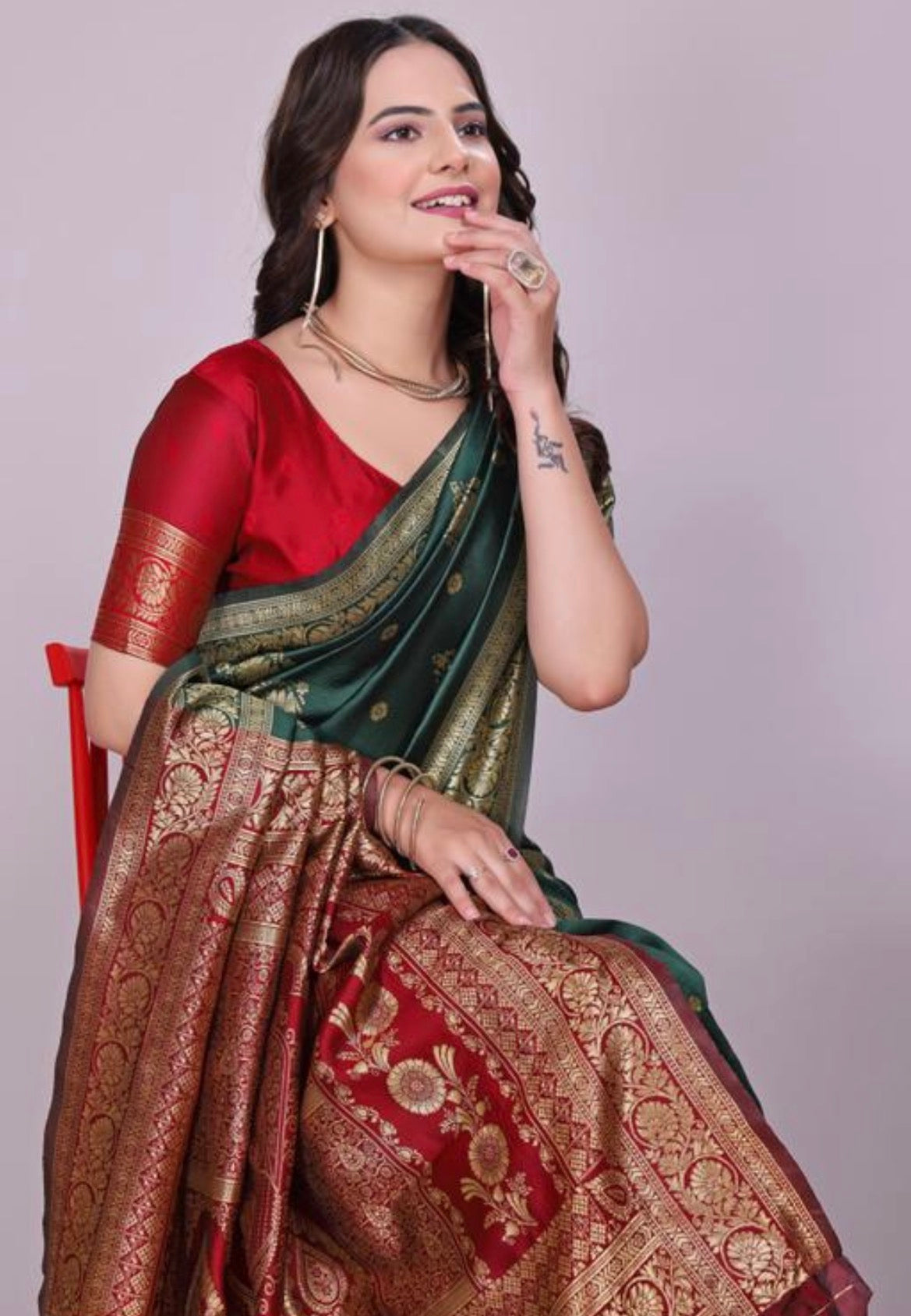 Green Silk Woven Banarasi Saree