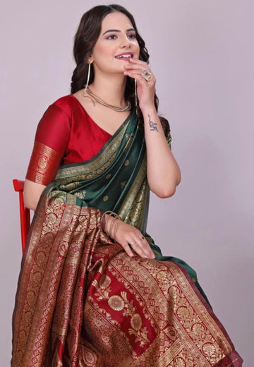 Green Silk Woven Banarasi Saree