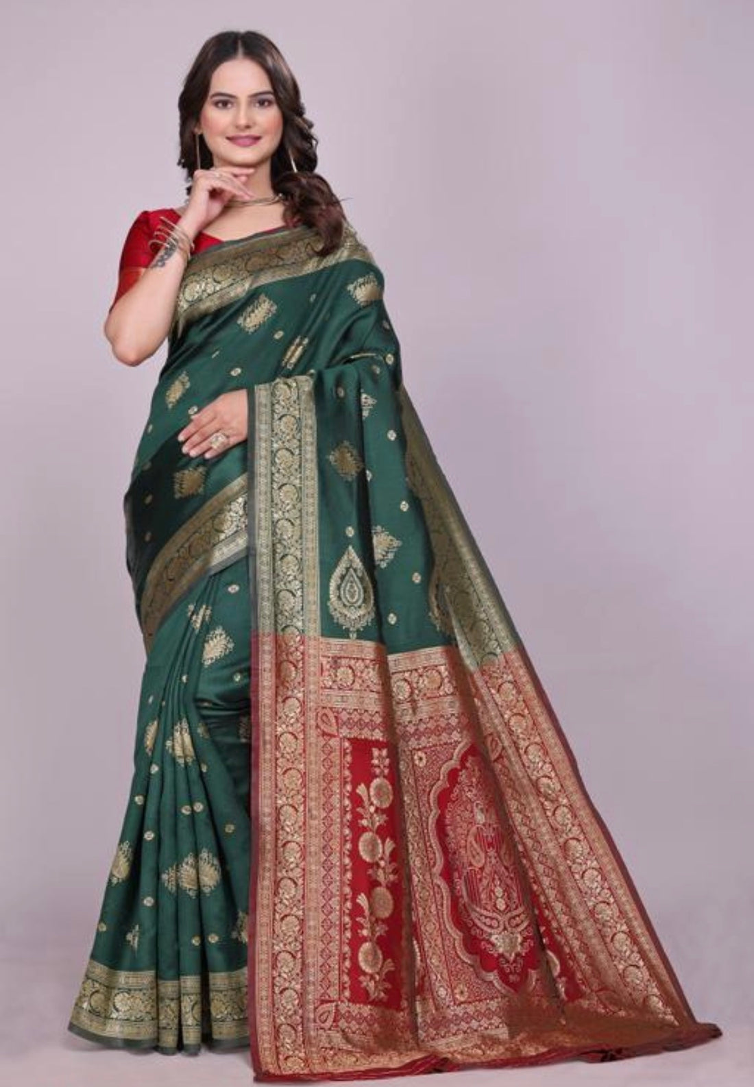 Green Silk Woven Banarasi Saree