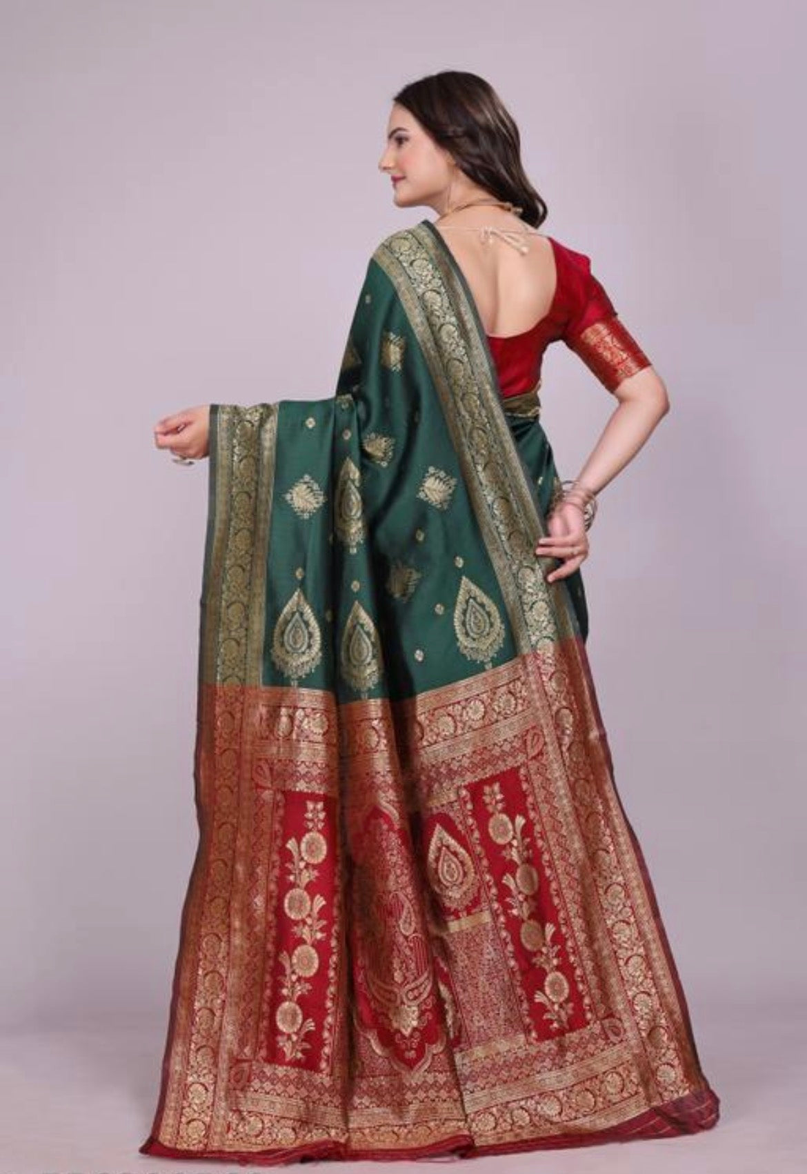Green Silk Woven Banarasi Saree