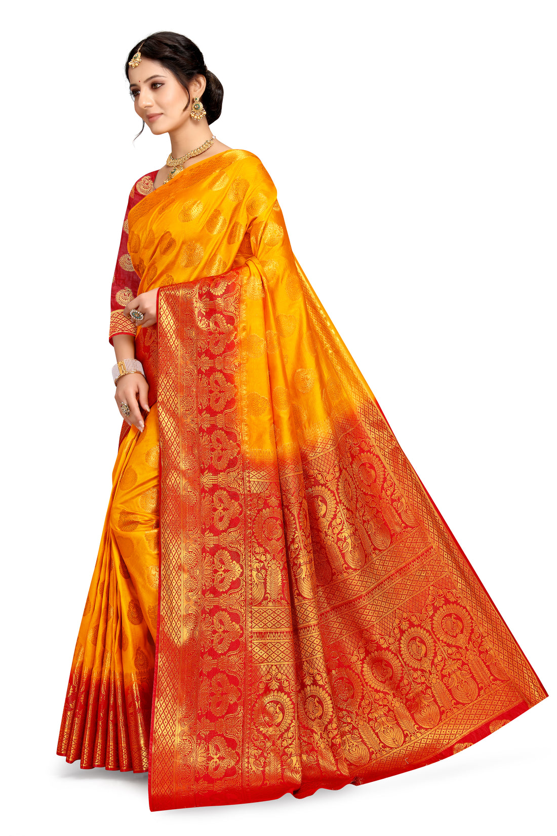 Yellow Banarasi Silk Saree