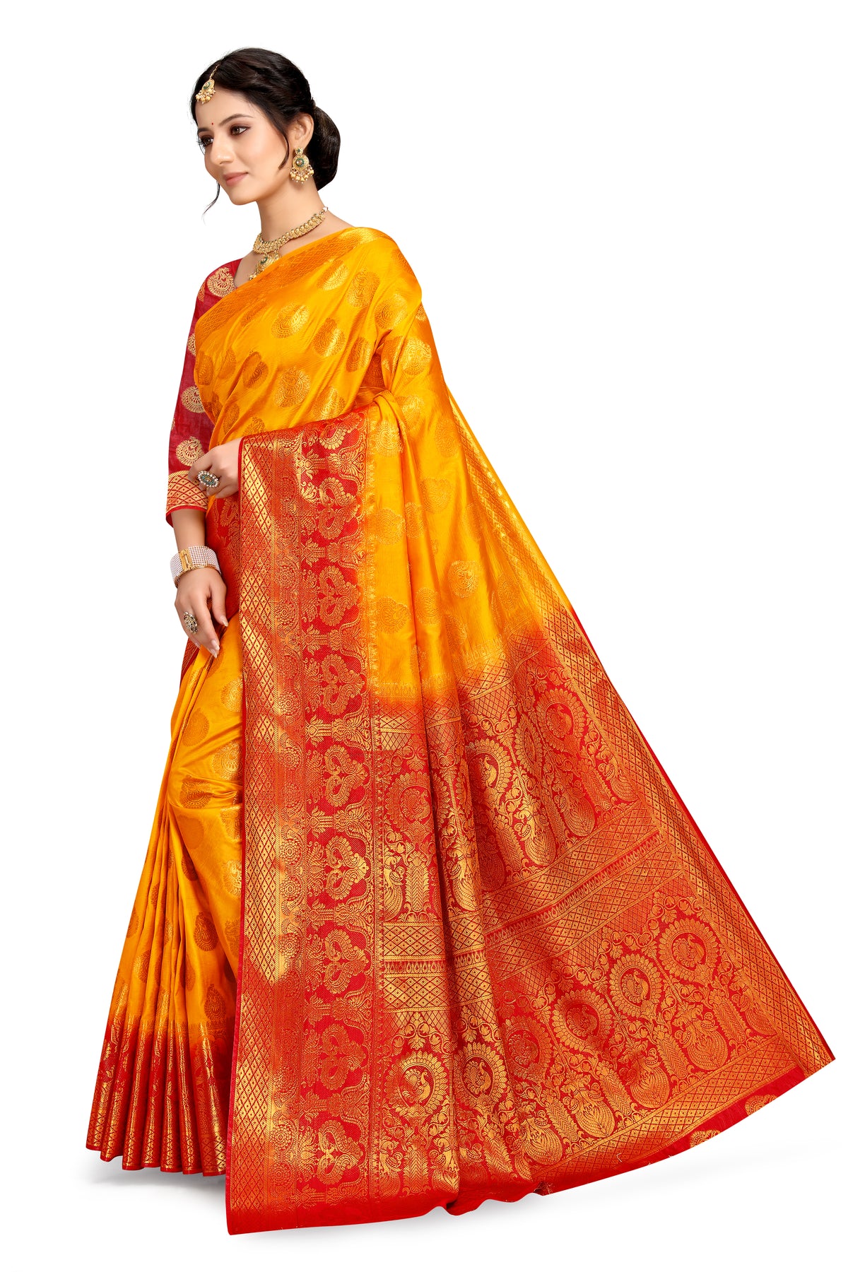 Yellow Banarasi Silk Saree