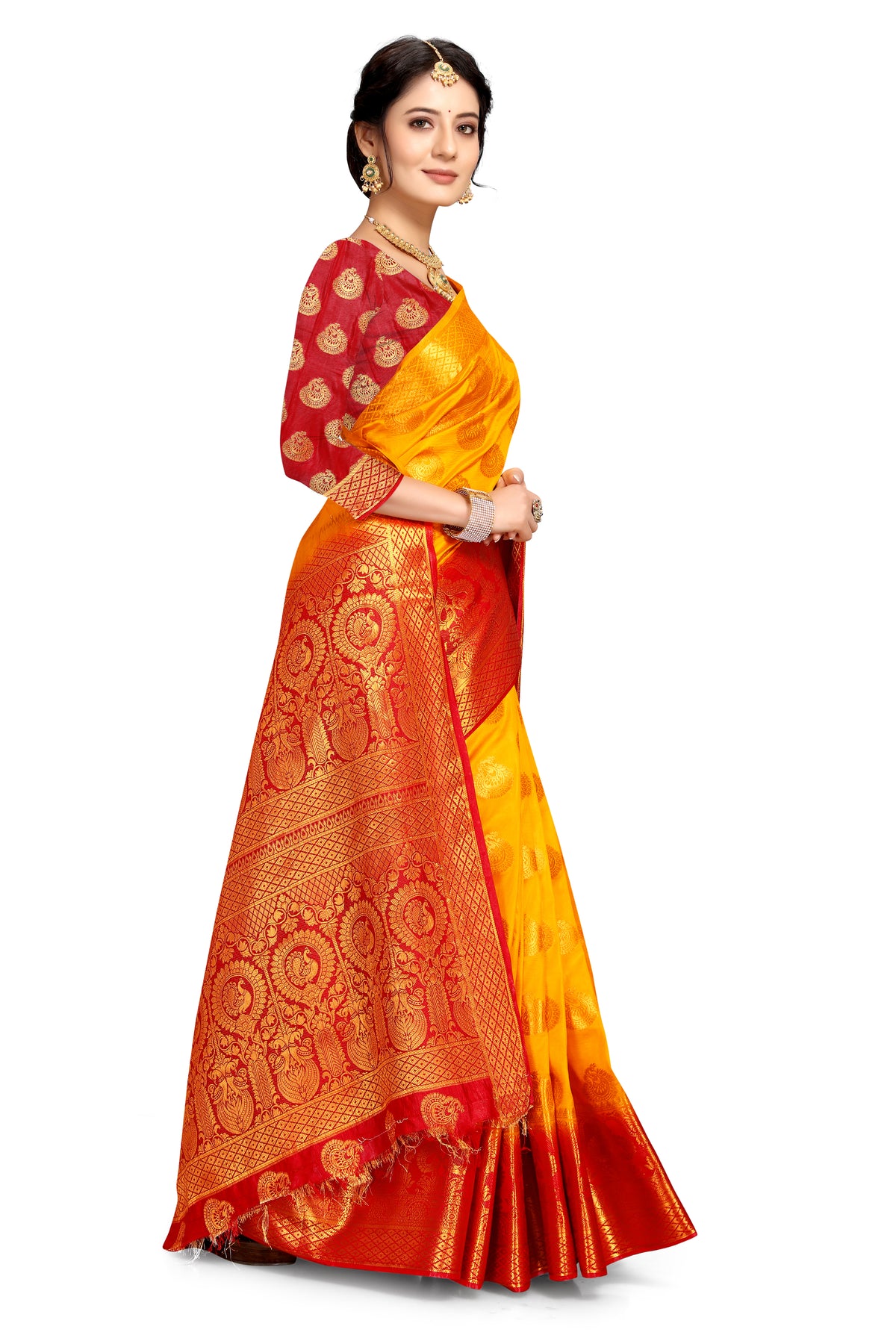 Yellow Banarasi Silk Saree