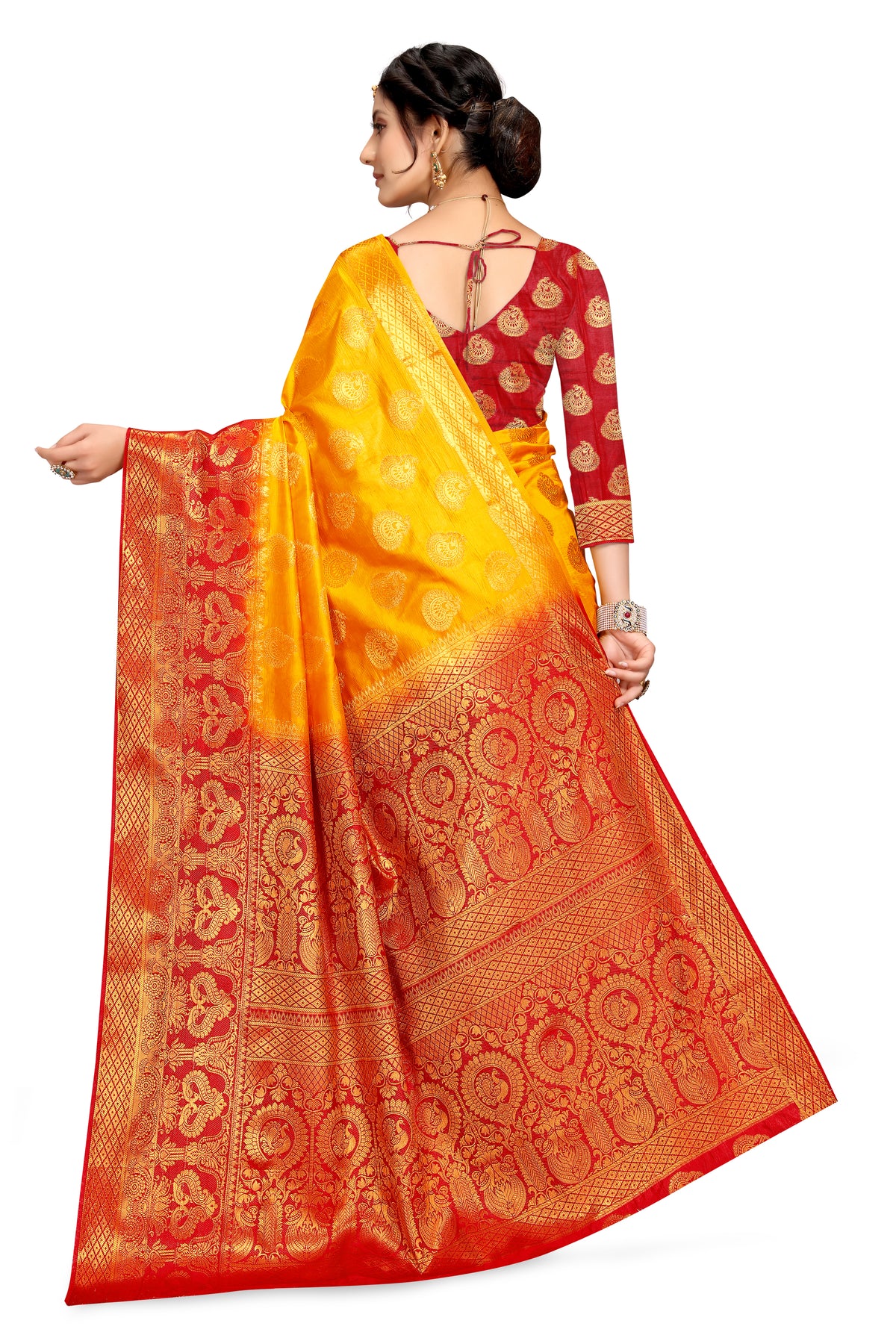 Yellow Banarasi Silk Saree