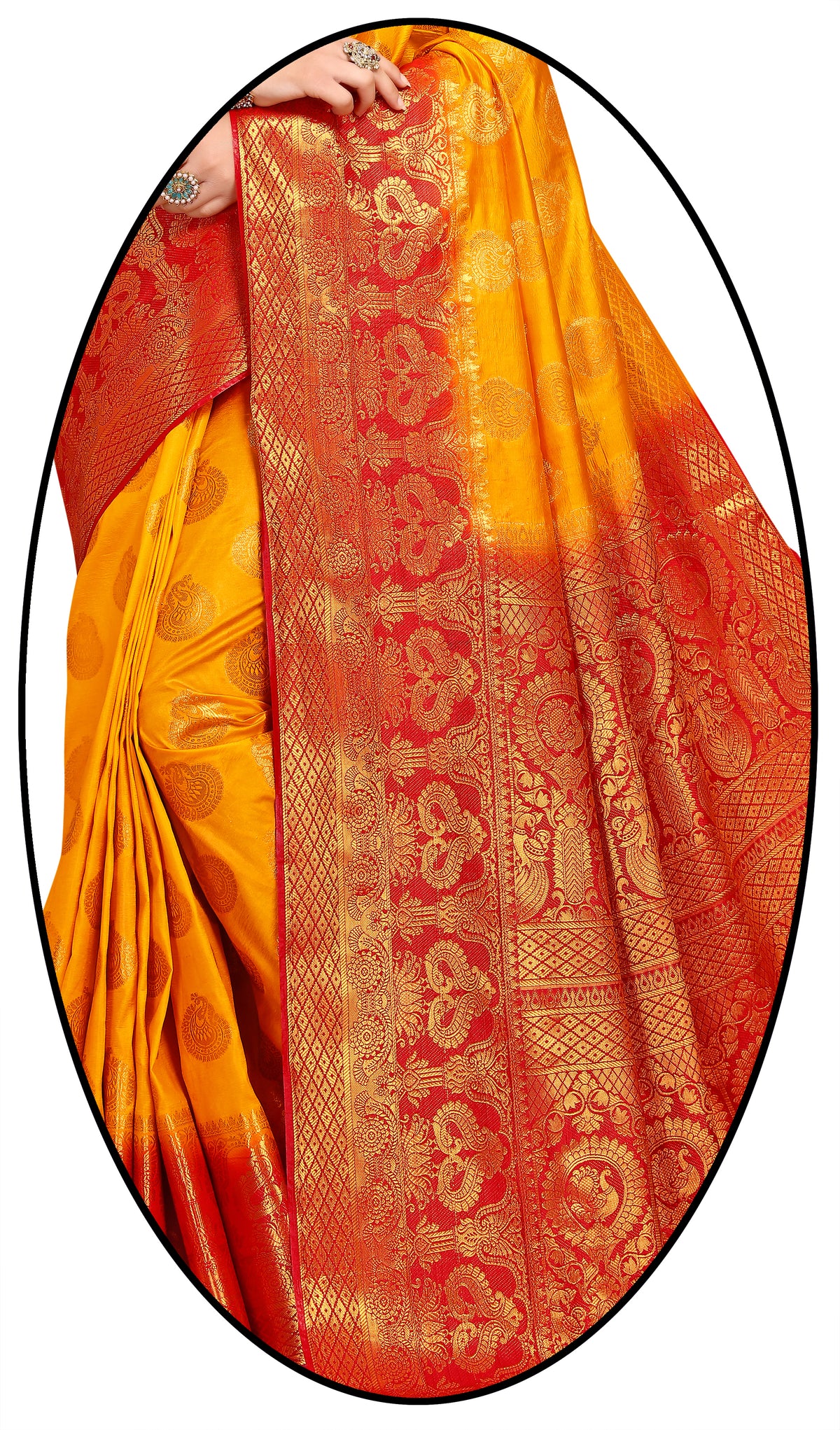 Yellow Banarasi Silk Saree