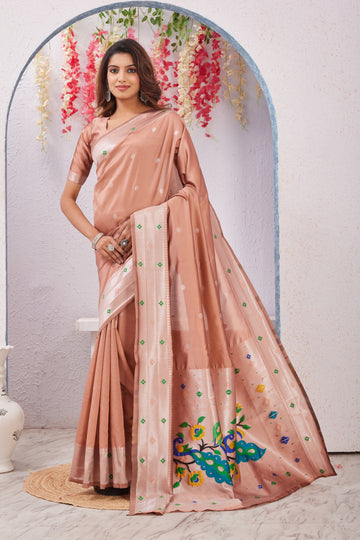 Beige Paithani Silk Saree