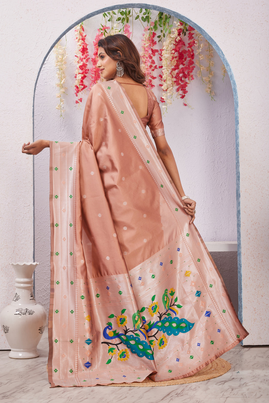 Beige Paithani Silk Saree