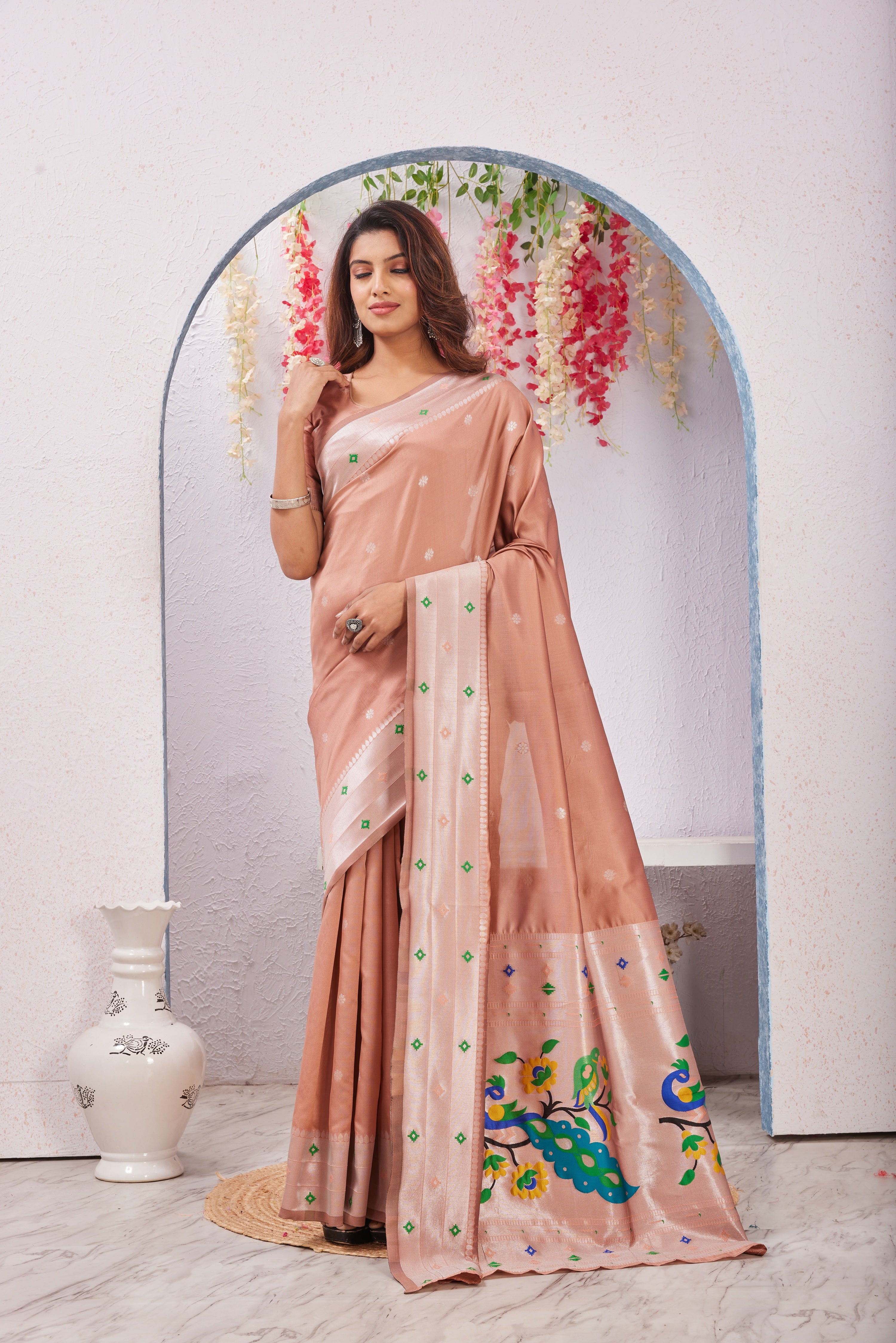 Gajari Paithani Silk Saree