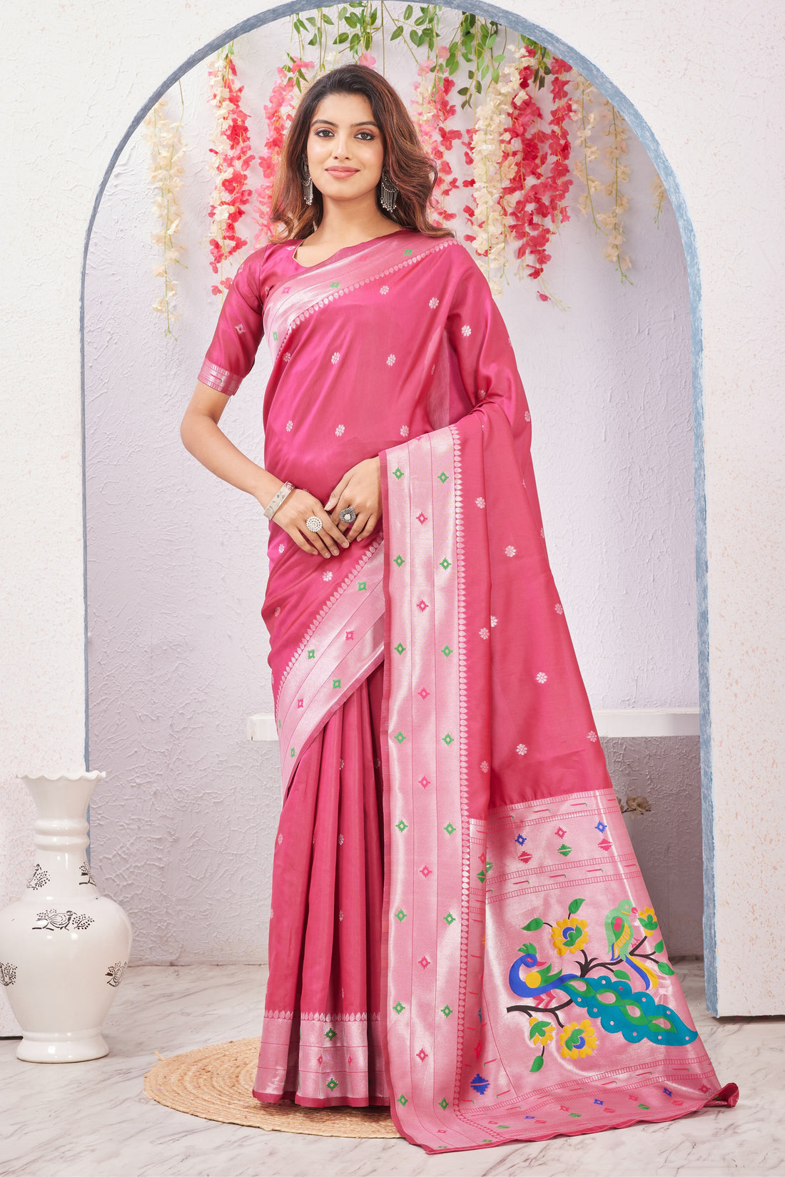 Gajari Paithani Silk Saree
