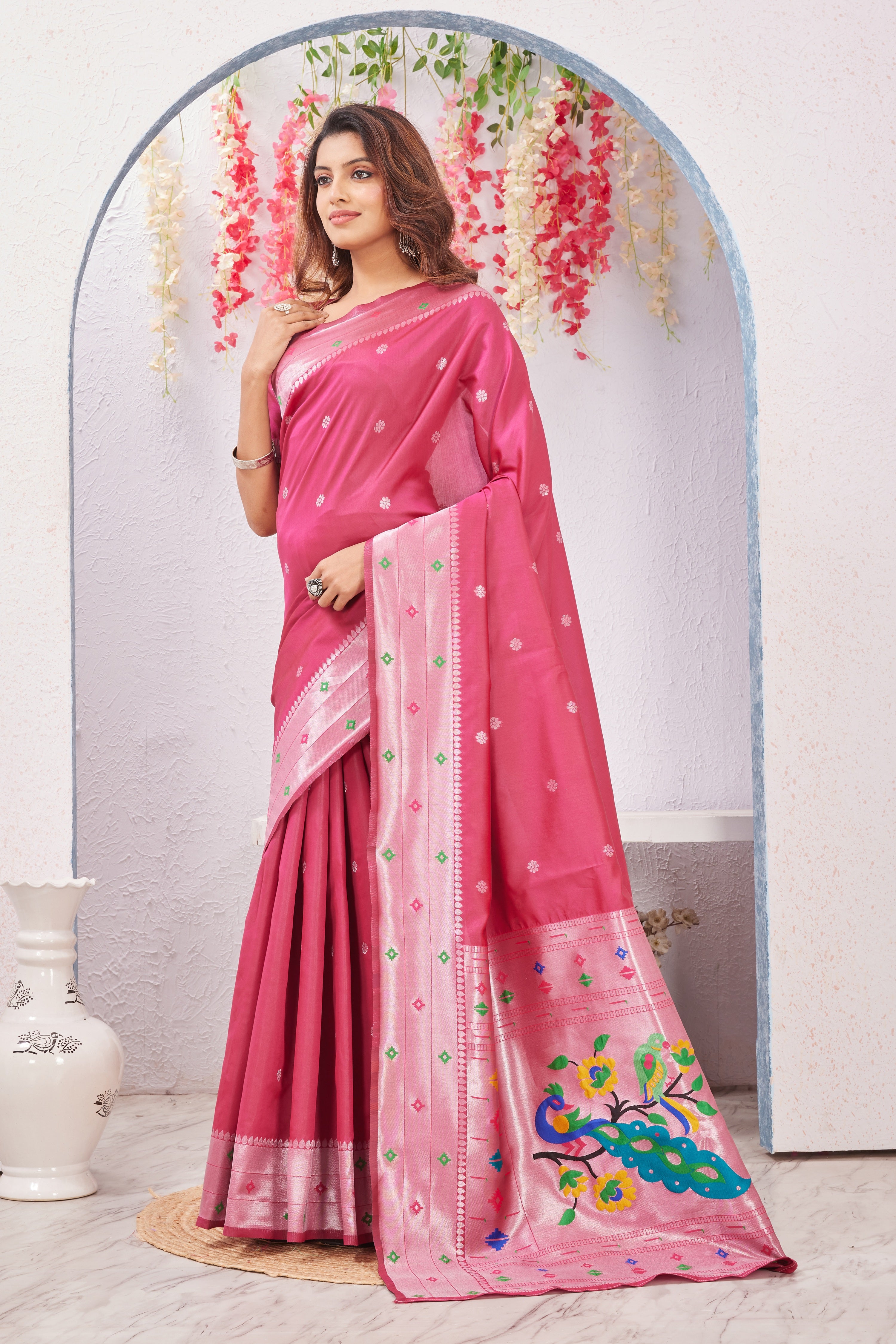 Gajari Paithani Silk Saree