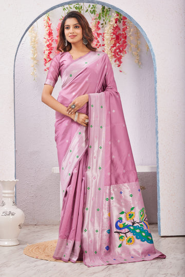 Pink Paithani Silk Saree