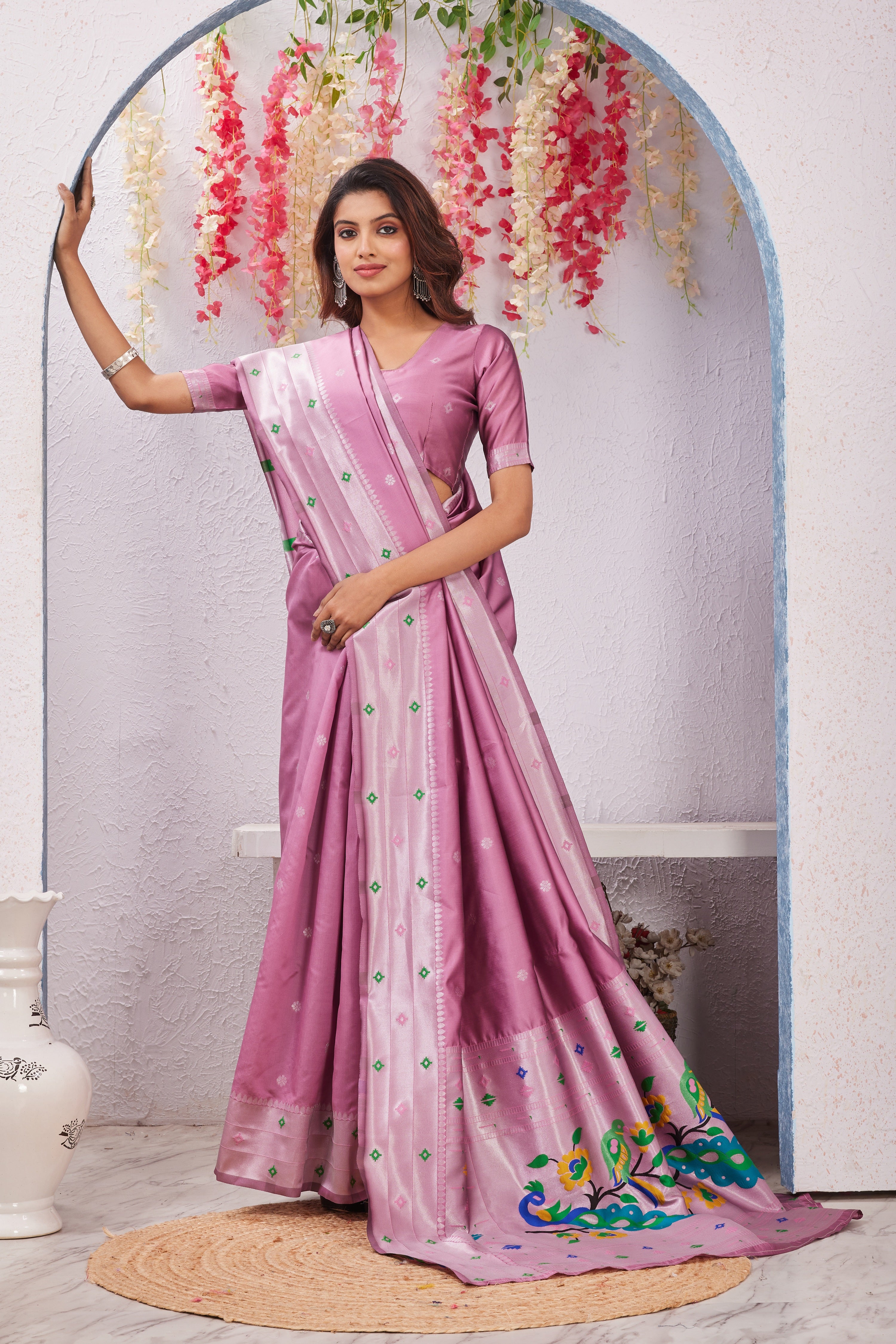 Pink Paithani Silk Saree