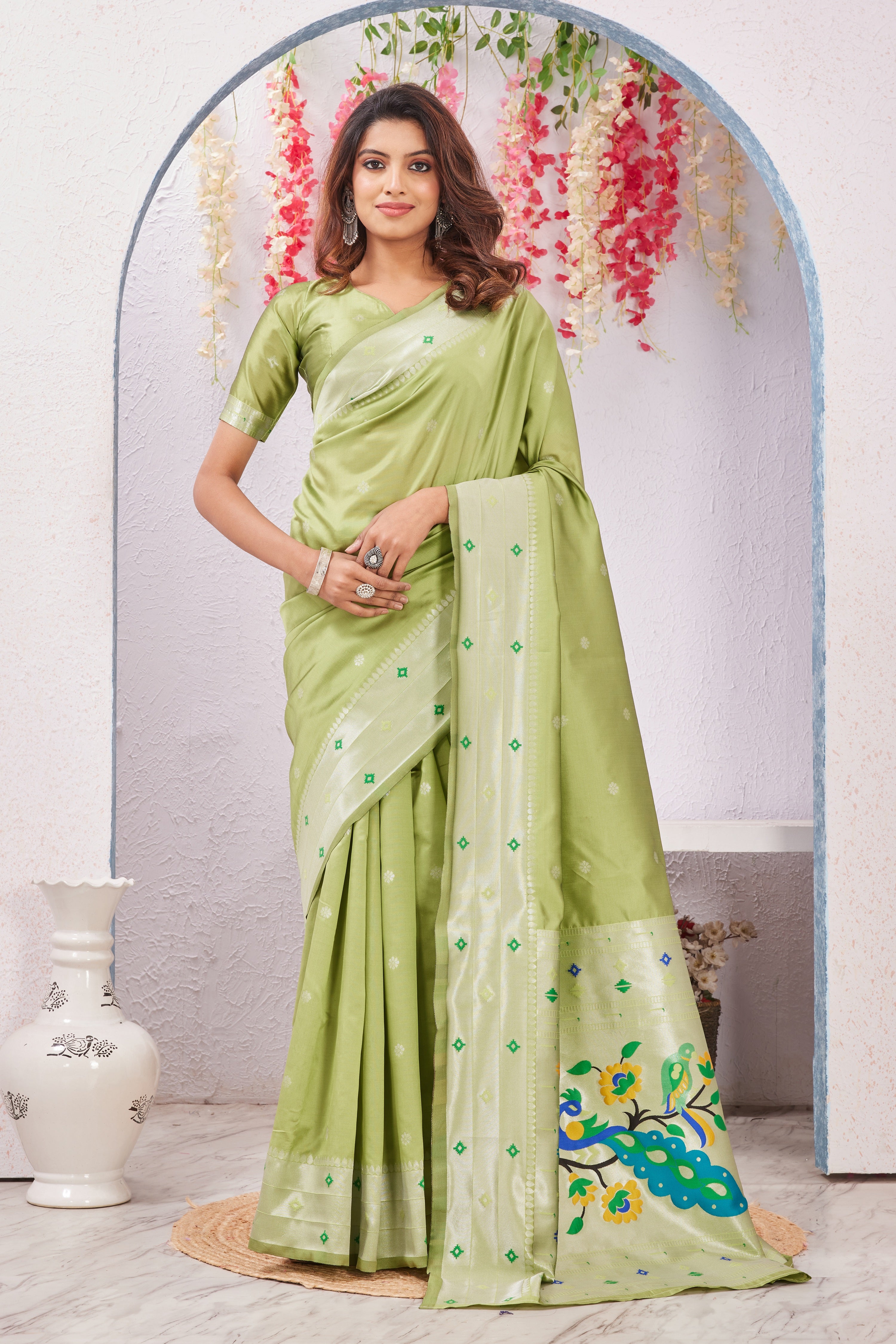 Gajari Paithani Silk Saree