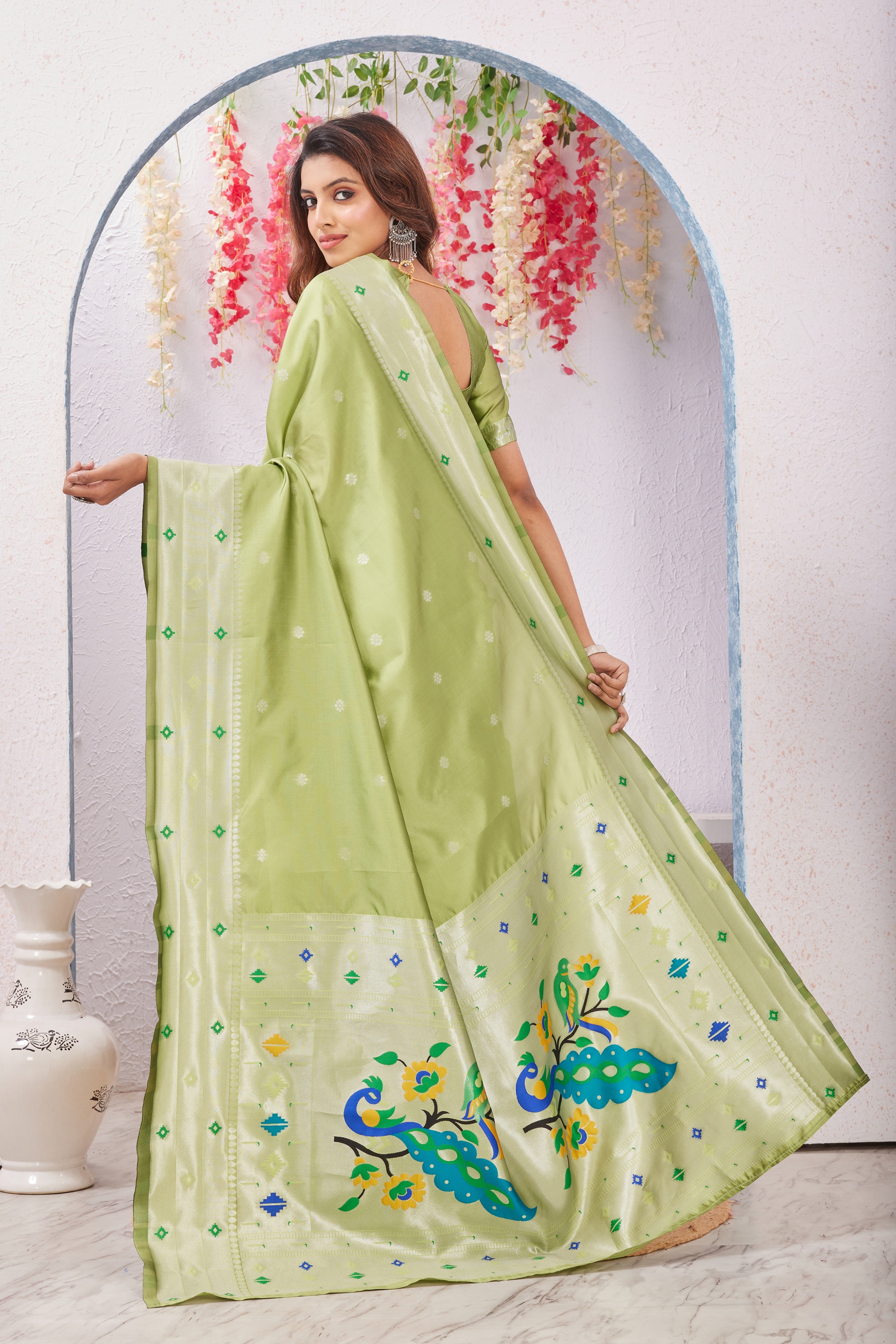 Gajari Paithani Silk Saree