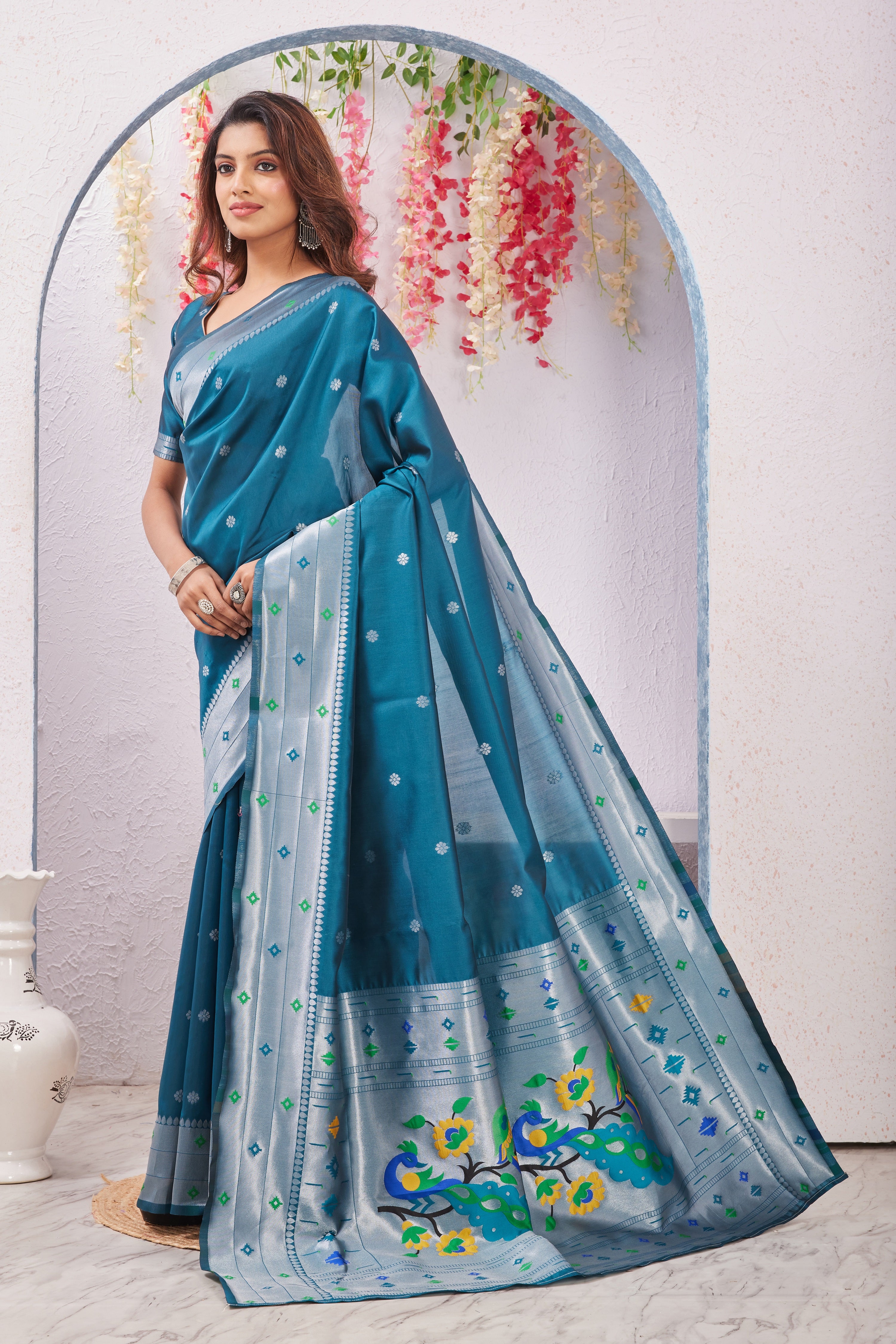 Gajari Paithani Silk Saree