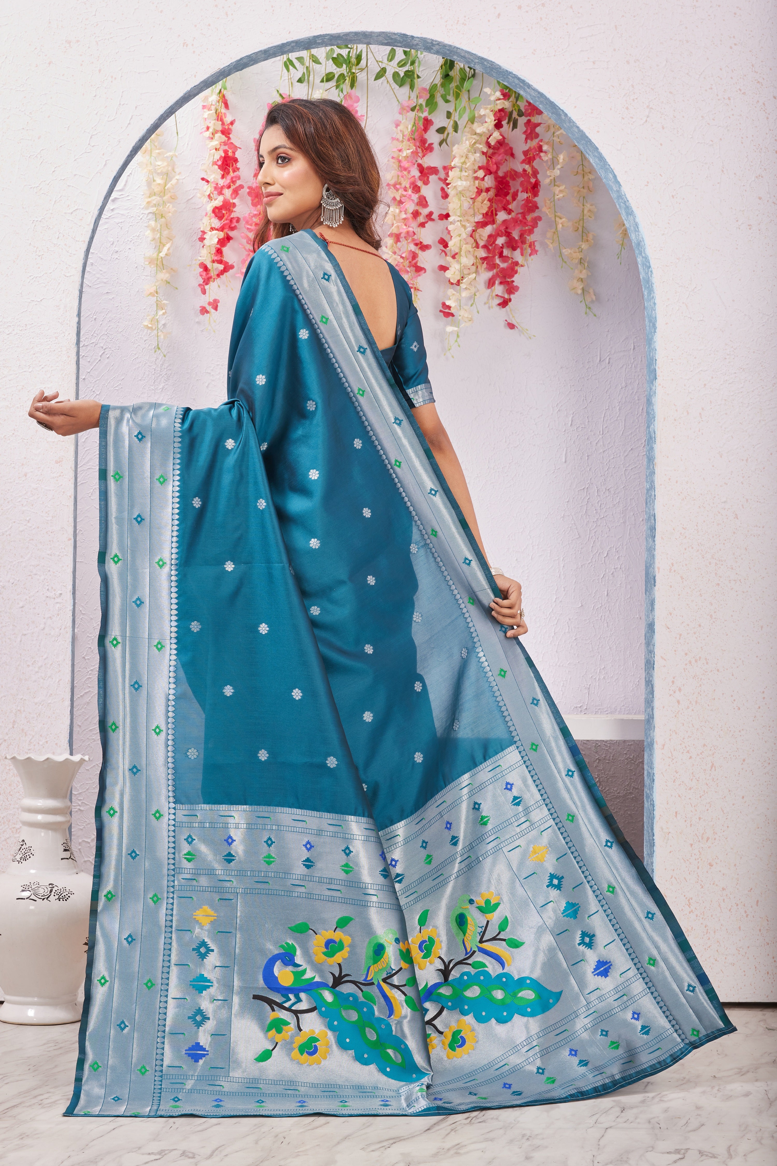 Gajari Paithani Silk Saree
