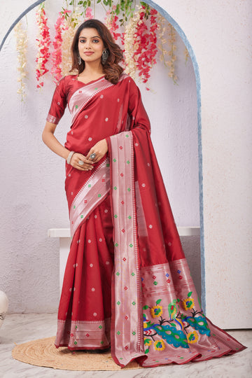 Red Paithani Silk Saree