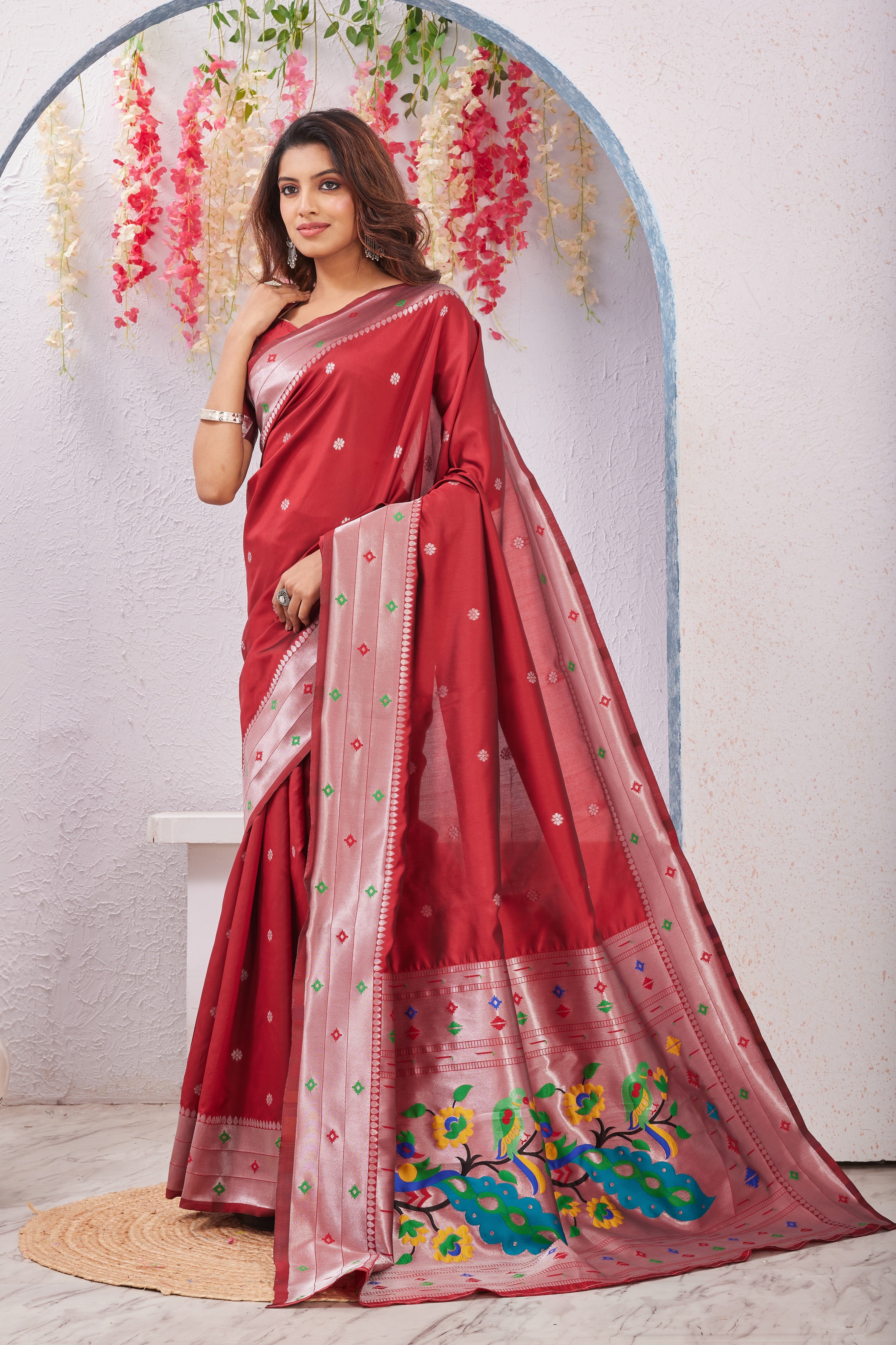 Gajari Paithani Silk Saree
