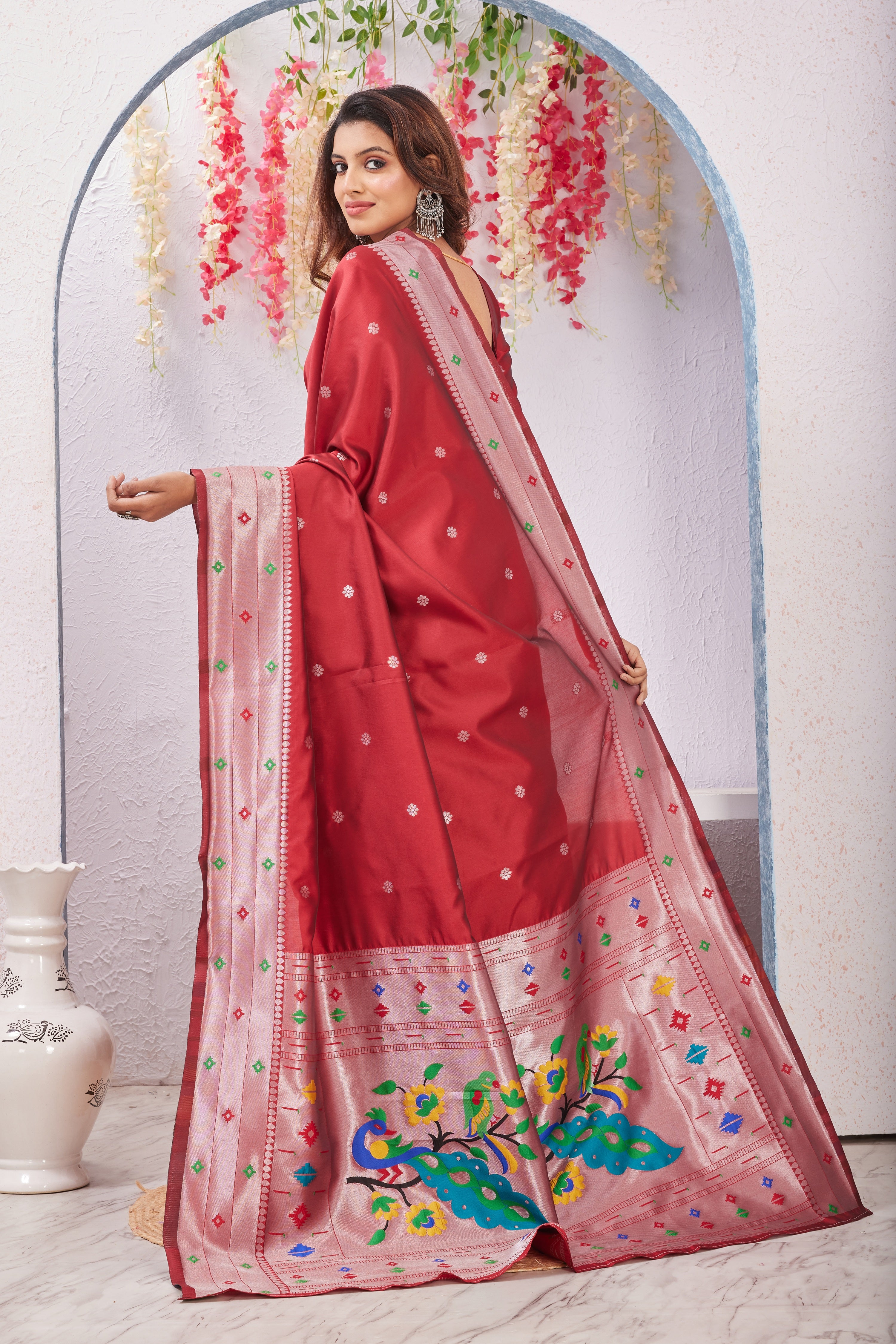 Gajari Paithani Silk Saree