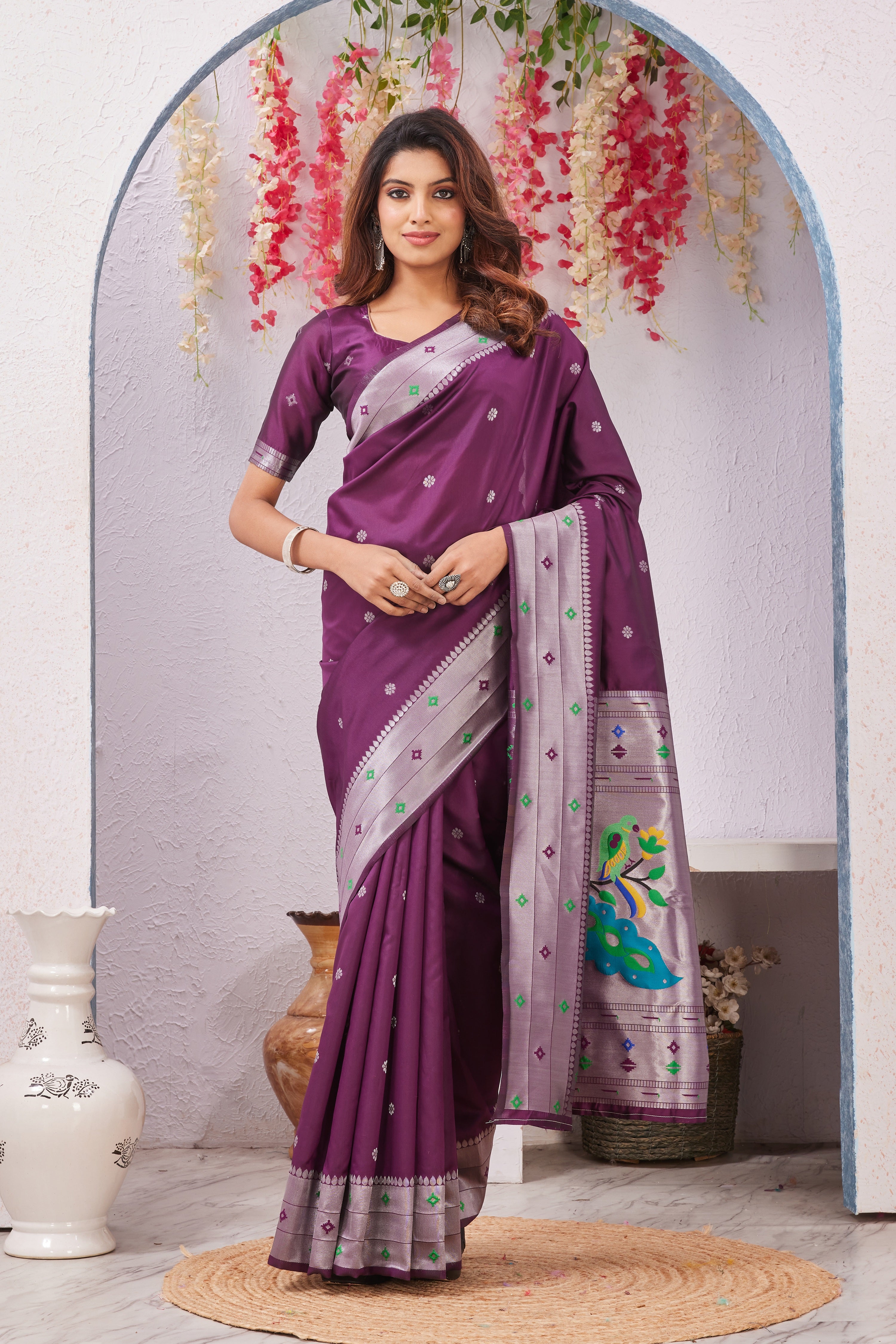 Gajari Paithani Silk Saree