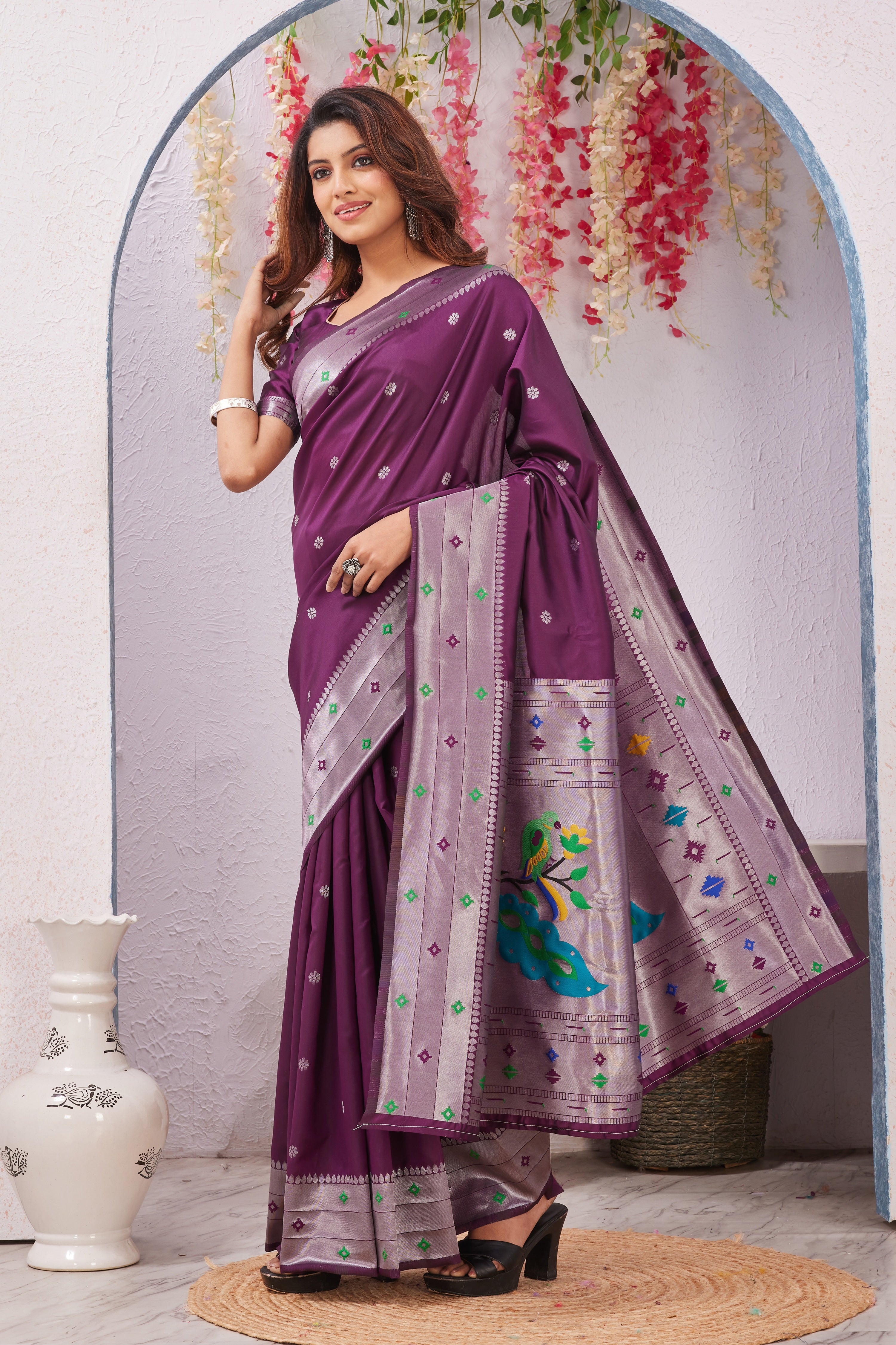 Gajari Paithani Silk Saree