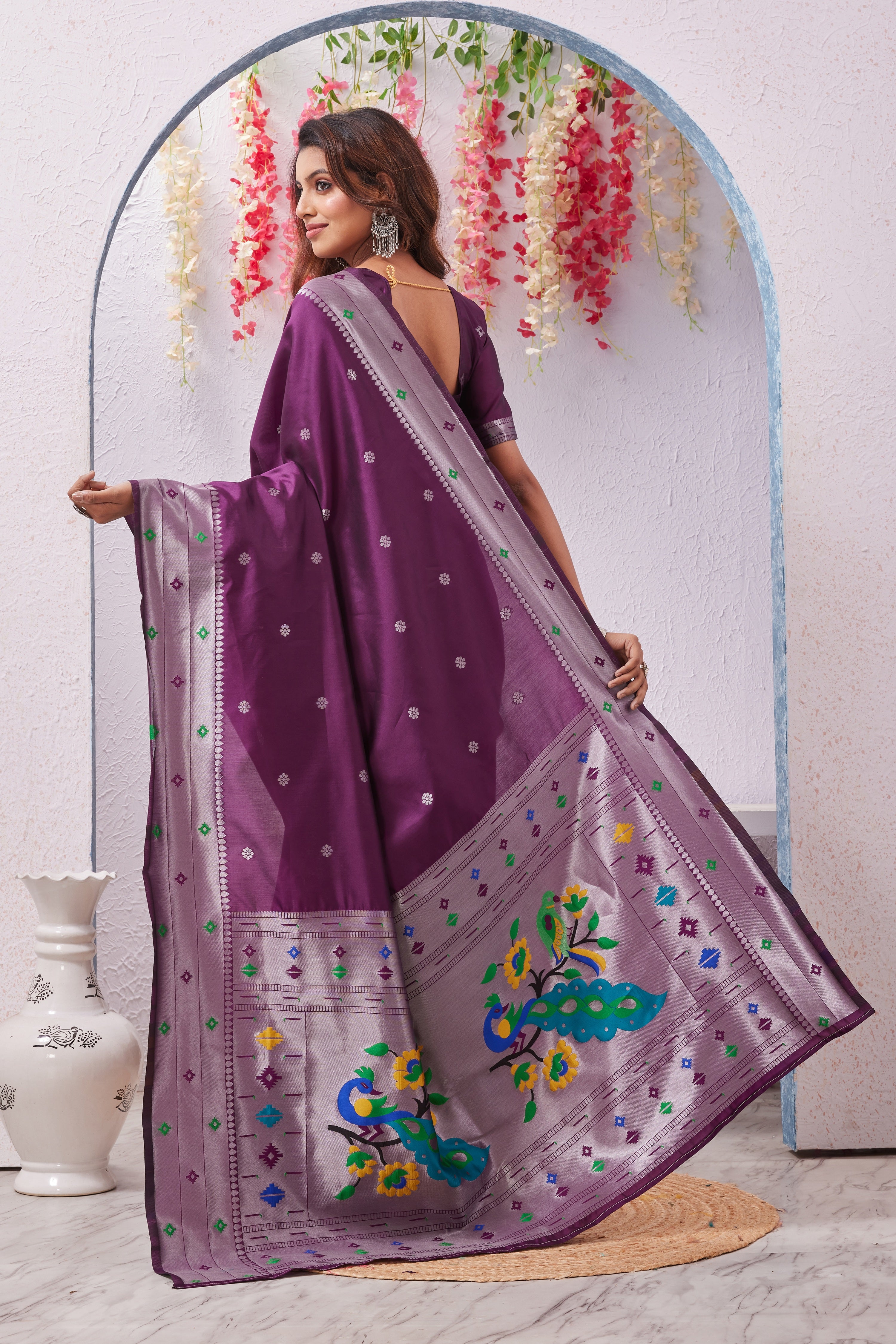 Gajari Paithani Silk Saree