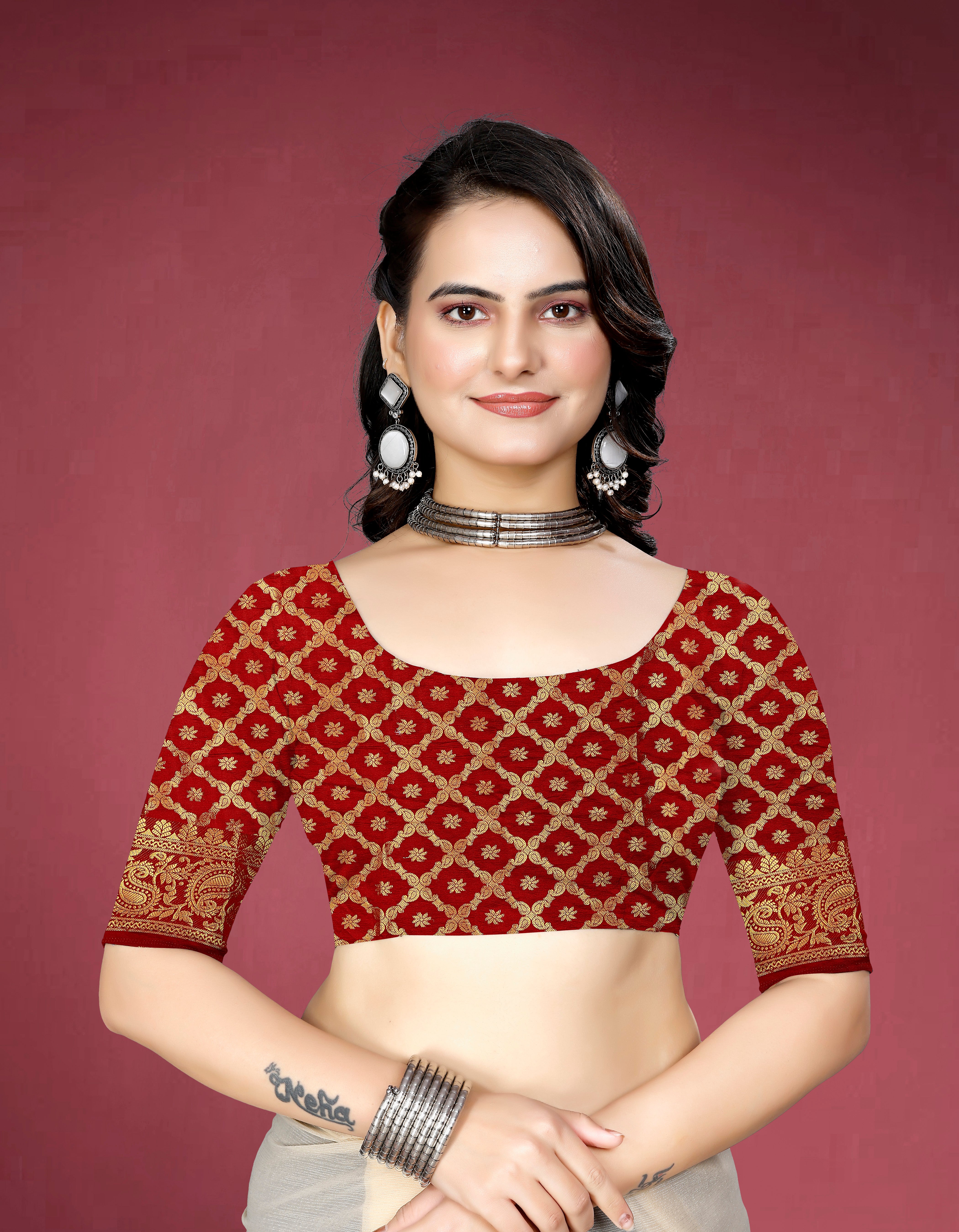 Navy Banarasi Silk Saree With Diamond Work With Tassels