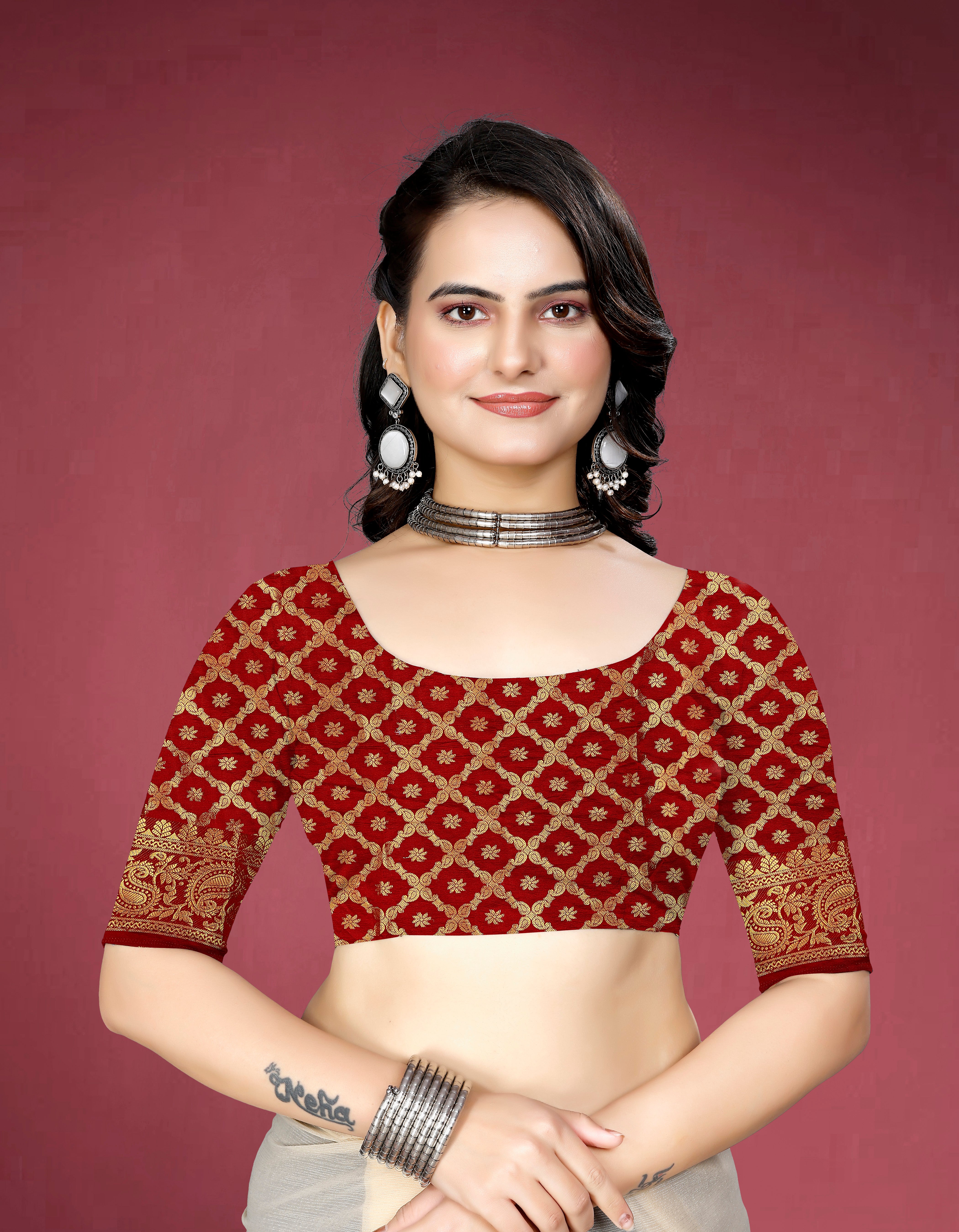 Navy Banarasi Silk Saree With Diamond Work With Tassels
